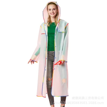 Factory Direct Ladies Transparent EVA Poncho Raincoat for Travel and Hiking
