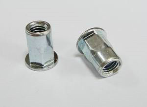 Full-hex Aluminum Blind Rivet Nut Flat Head , Open End Rivet Nut