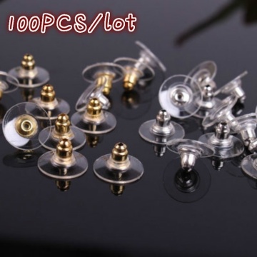 100 Pcs/lot Jewelry Silver-color Golden Color Round Stud Earrings for Women Back Stoppers Findings Useful Jewelry