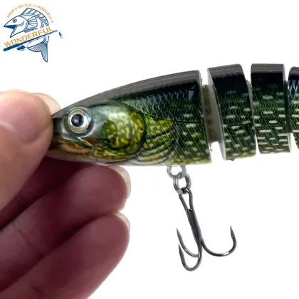 Multi-Jointed Rotating Flexibly ABS Spinner Bait for Bass with Rooster Tail