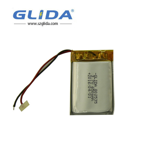 Rechargeable li po battery 3.7V 802535 650mAh L