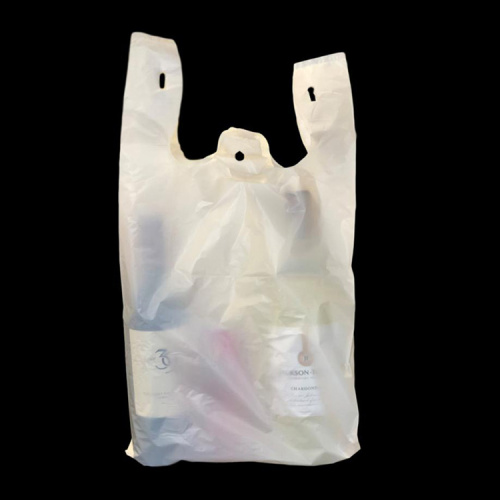 Camiseta de chaleco reutilizable personalizada, bolsa de plastico blanca para tienda