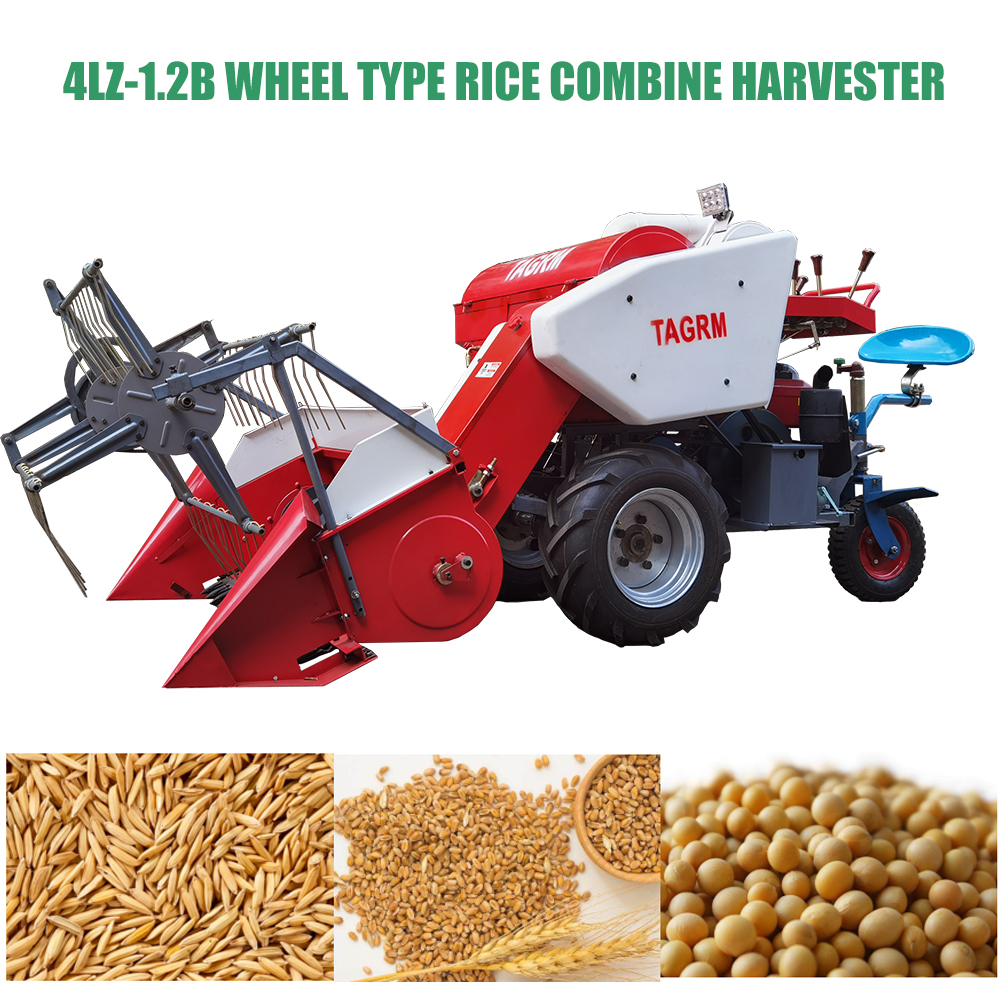 wheel paddy combine harvester