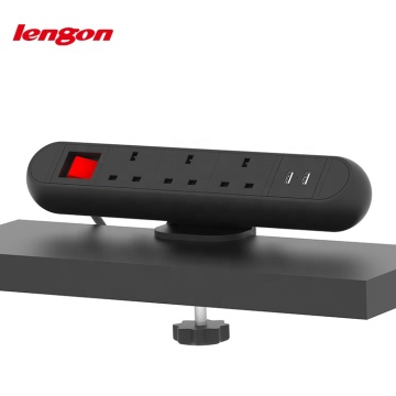 Soket sambungan kuasa 2m dengan port USB dan klip meja pejabat