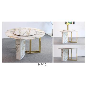 Table de salle à manger ronde en marbre moderne avec pieds en acier inoxydable