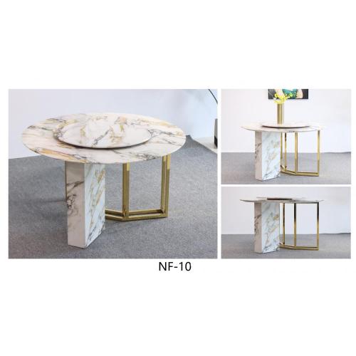 Marble dining table and chairs Modern Marble Stainless Steel Leg Round Dining Table Factory