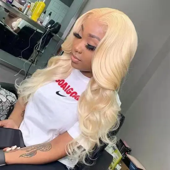 raw virgin cuticle aligned brazilian frontal human hair 613 blonde transparent lace front wig with baby hair for black women