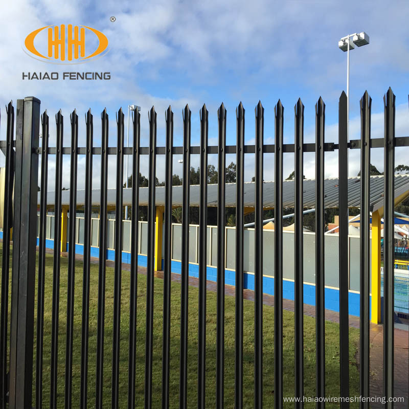 galvanised black powder coated steel palisade fences