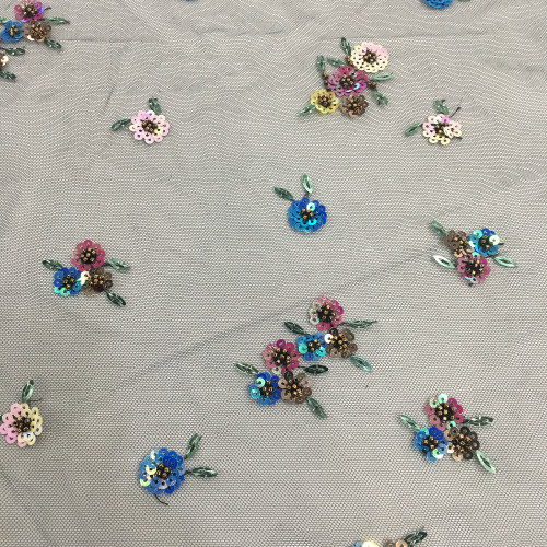 2020 Colorful Flowers Bead And Sequin Embroidery Fabric