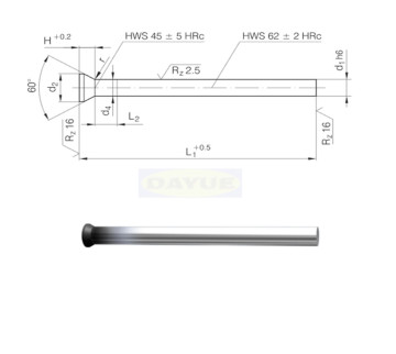 Precision punch DIN 9861 form DA Cutting punch