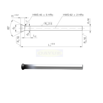 Pukulan ketepatan DIN 9861 bentuk DA Cutting punch