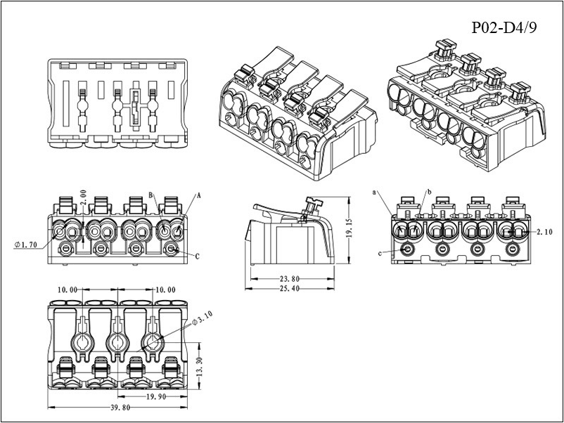 push wire connector 4 poles