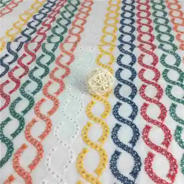 embroidered quality multi color embroidery fabric cotton