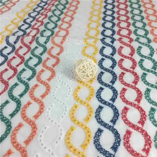 embroidered quality multi color embroidery fabric cotton