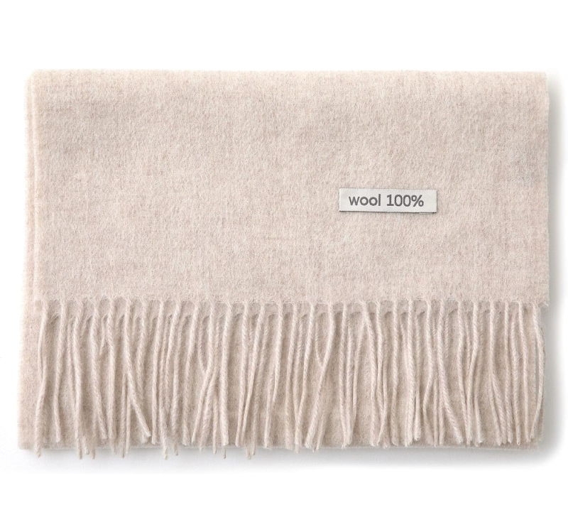 100% Wool Scarf - Men and Women Winter Warm Soft Luxurious Solid Colors