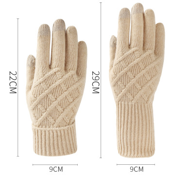 Warme Winter -Touchscreen -Handschuhe der Frauen - Vollfinger Wolle Fäustlinge zum Radfahren und Stretchrick