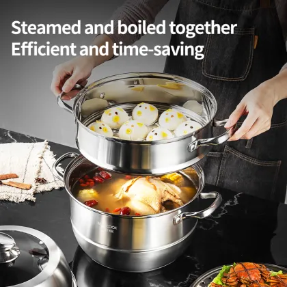 Maxcook 28cm Stainless Steel 3-Layer Steamer Pot