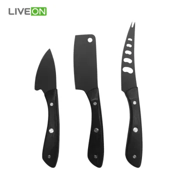 Black Oxide Wood Handle Cheese Knife Set