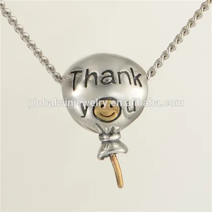 Lollipop Gold Plated 925 Silver Charms Thank You Letter Charms