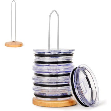 Space-Saving Bamboo Pantry Cabinet and Tumbler Cup Lid Organizer