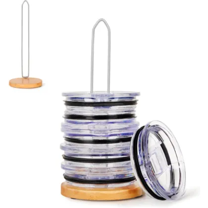 Space-Saving Bamboo Pantry Cabinet and Tumbler Cup Lid Organizer