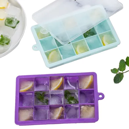 15/24 Grid Silicone Ice Cream Tray with Lid - DIY Ice Cube & Cream Mold