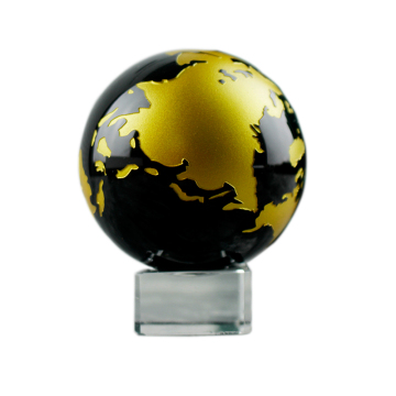 Venta caliente Fengshui Black Crystal World Map Globe - Regalo de negocios de recuerdo