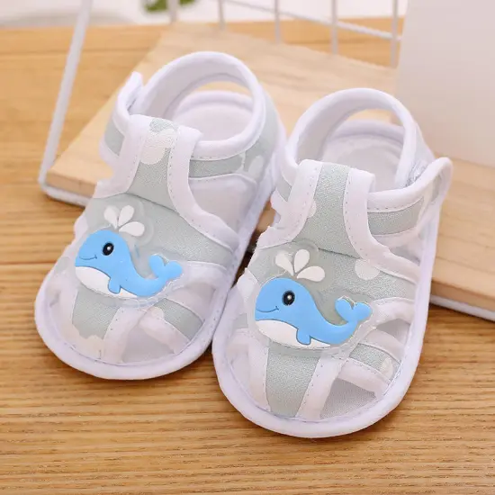 Summer Cute Baby Sandals: Cartoon Animal Print Plaid Cotton Breathable Shoes