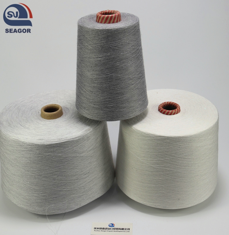 High-intensity metallic fiber blended yarn