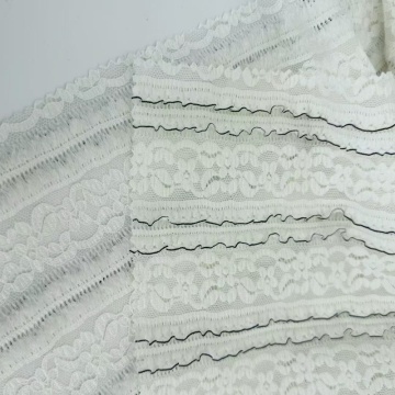 Tessuto elastico in pizzo lavorato a maglia a righe floreali