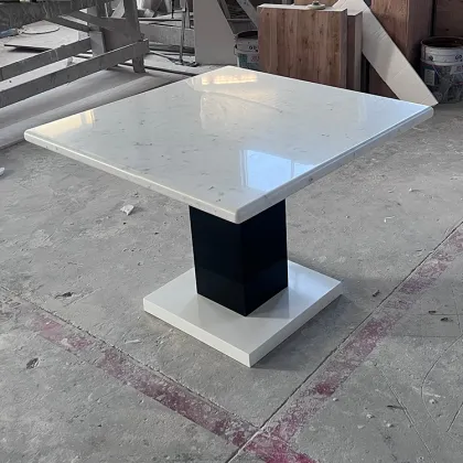 White Corian Marble KFC Fast Food Outdoor Dining Table Set for Coffee Shop