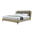 Couro moderno simples casa de madeira de tamanho completo cama quadro king size cama quarto conjunto de móveis mais recentes designs de cama de casal