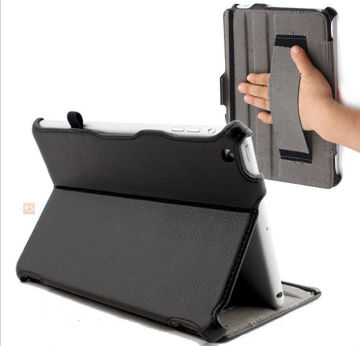 Black 100 % Pu Leather Ipad Cases And Covers For Ipad Cases With Wrist Strap