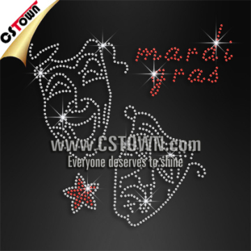 Mardi gras masks star rhinestone iron on designs