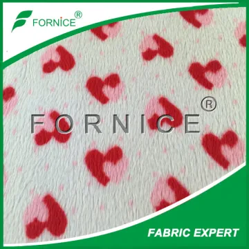 12 years china manufacturers heart pattern 100% polyester Warp Knitting Soft velboa fabric