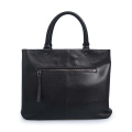 Double handle women's bag Black Leather Tote