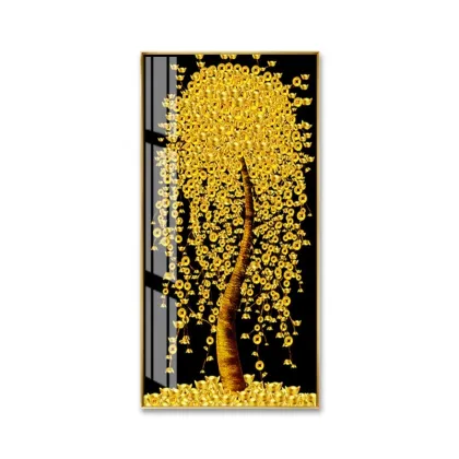 Fortune Golden Tree Abstract Crystal Porcelain Painting Art Decoration