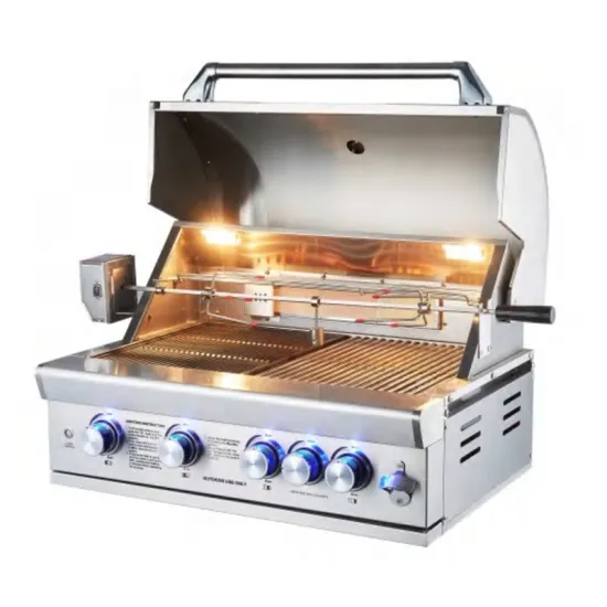 Built-In Outdoor Kitchen Infrared Burner Grill Gas BBQ Grills with LED light