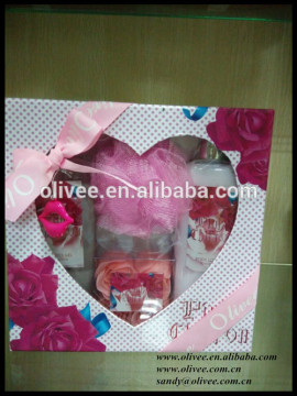 China 270ml shower gel, body lotion and body puff Christmas bath gift set