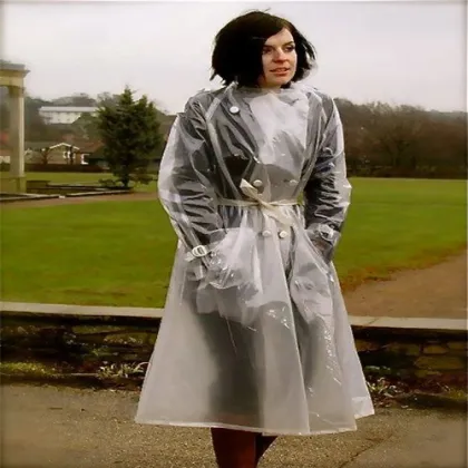 Translucent waterproof adult pvc rainwear longwear