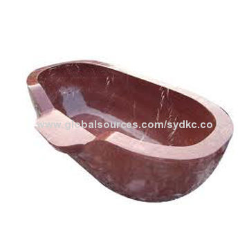 Hand Carved Red Marble Bathtubs, OEM Accepted