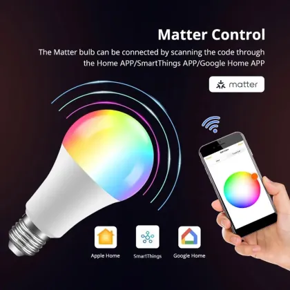 Smart RGB GCBCW E27 Light Bulb for Alexa, Google Home, and HomeKit over WiFi