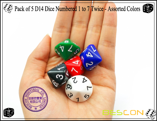 入荷now 口コミ 5pcs BESCON Pack 14 - Twice 7 to 1 Numbered Dice D14 of アート・デザイン・音楽
