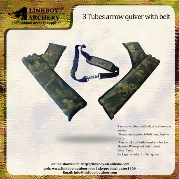 New product linkboy 3 Tubes arrow quiver with belt for hunting shooting