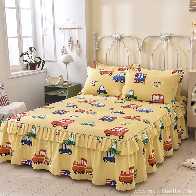 100% cotton Bed Skirt Bedspread Case Style