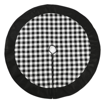 Black and White Plaid Check Christmas Tree Skirt