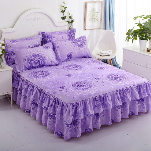 Summer Latex Bed Skirt Three-piece Mat Machine Washable