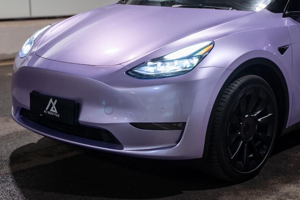 Fantastic Silver Purple Car Wrap