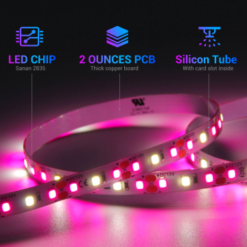 12V SMD 2835 Full Spectrum 120° Beam Angle Grow LED Light Strip for Indoor Plants