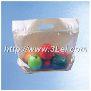 Ziplock resealable stand up pouch with handle